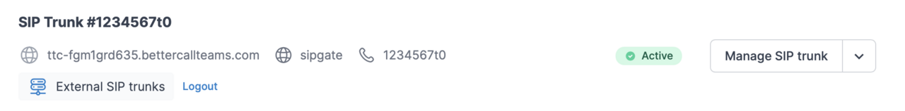 Active external SIP trunk from sipgate in Teams Connector with management option