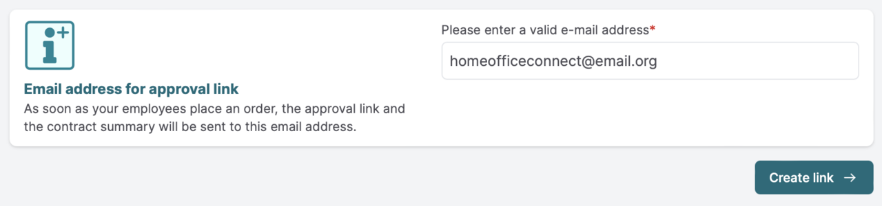 Form to enter an email address for release link in Easybell Home Office Connect