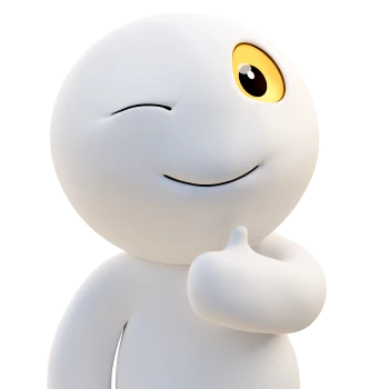 3D-Figur von Easybell Ping mit einem zwinkernden Auge und Daumen hoch